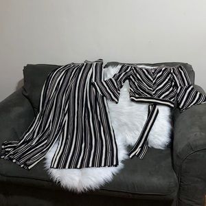 2Piece Blue, Red & Ivory Palazzo Pants